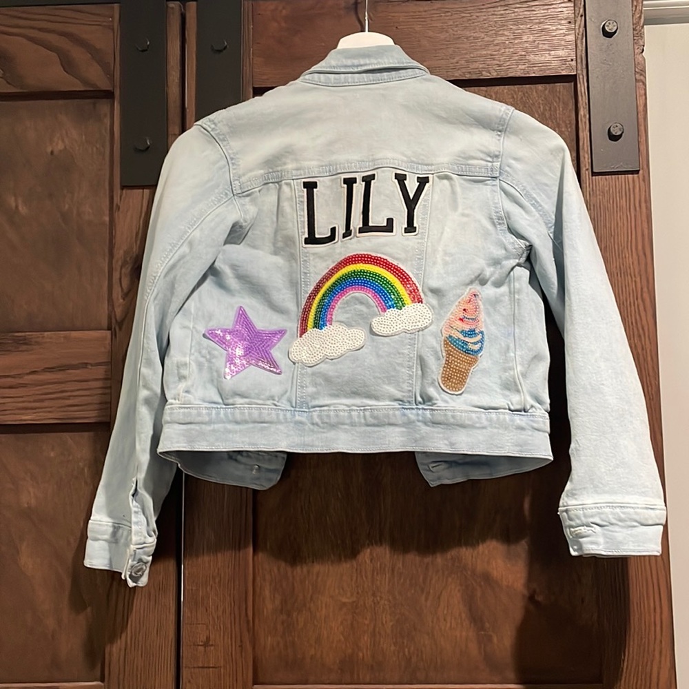 Customized Old Navy jean jacket, kids size 8.